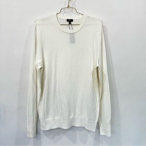 Express Classic Cream Beige Crew-Neck Knit Sweater Size Medium Soft Cotton